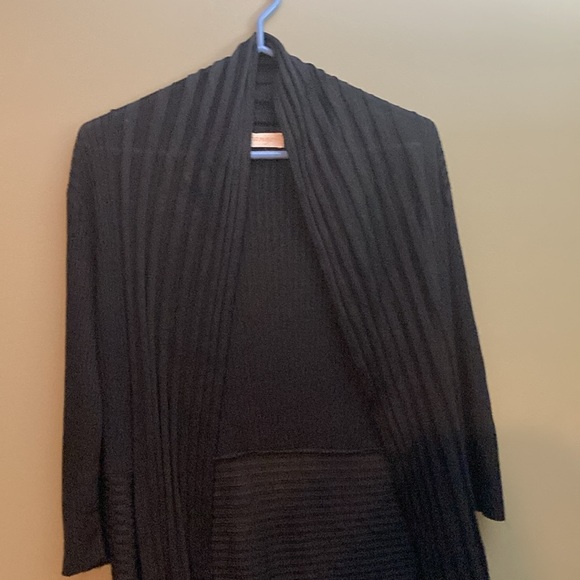 Orange black ribbed collared cardigan. Might be vintage. - Picture 2 of 10